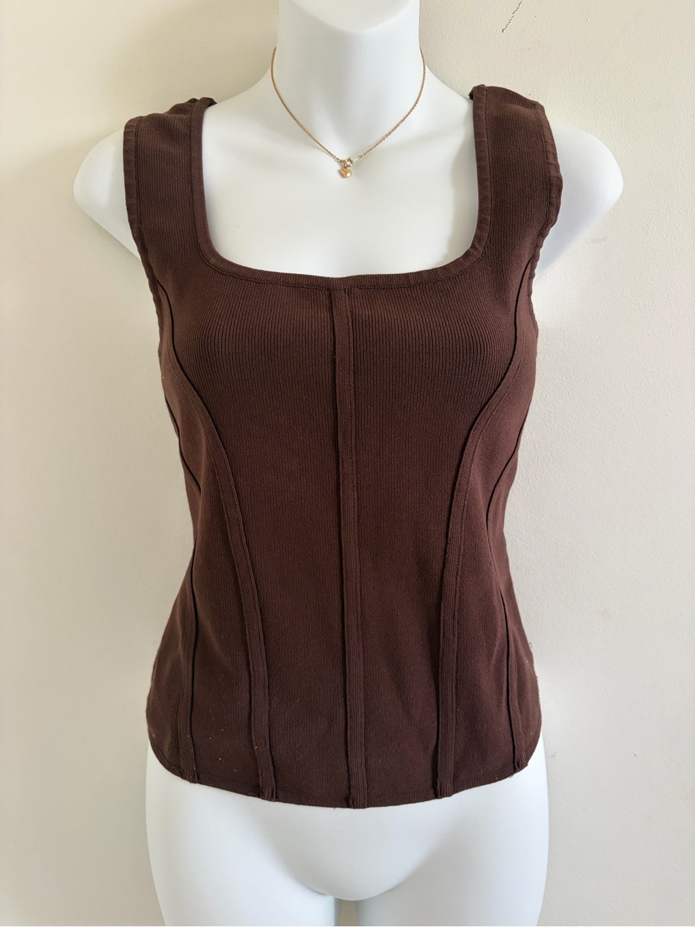Women’s chocolate Brown Square Neck Tank Top